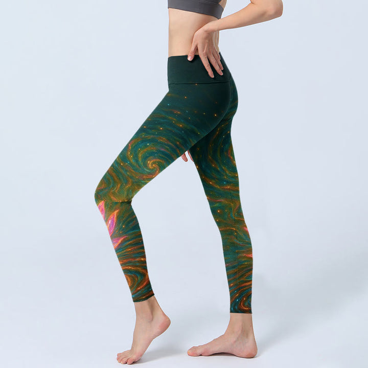 Buddha Stones Prachtige yogalegging voor dames met print van lotuswaterrimpels - image 2