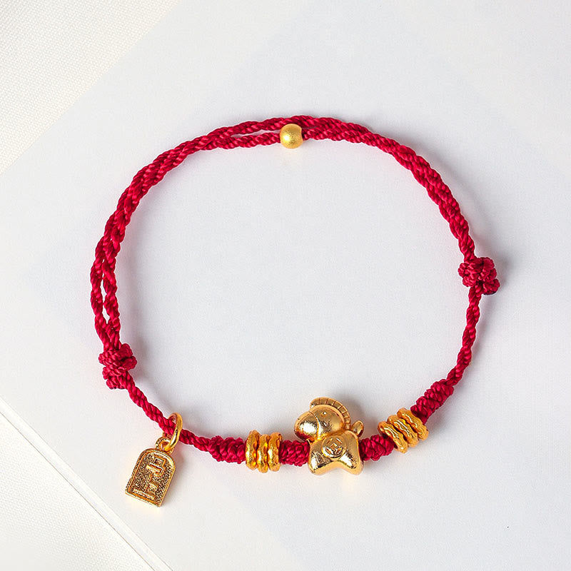 Buddha Stones Jaar van het Paard Succes Kracht Gevlochten koord Verstelbare Armband - image 1
