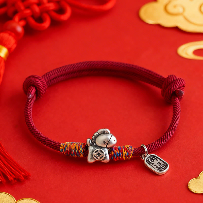 Buddha Stones 999 Sterling Zilveren Armband met Jaar van het Paard Fu-teken, Gelukbrengend, Armband - image 0