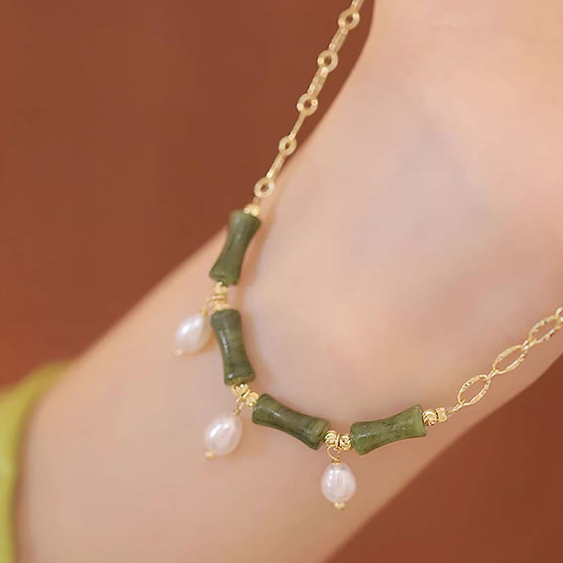 Buddha Stones Tianshan Jade Bamboe Parel Overvloed Rijkdom Ketting - image 3