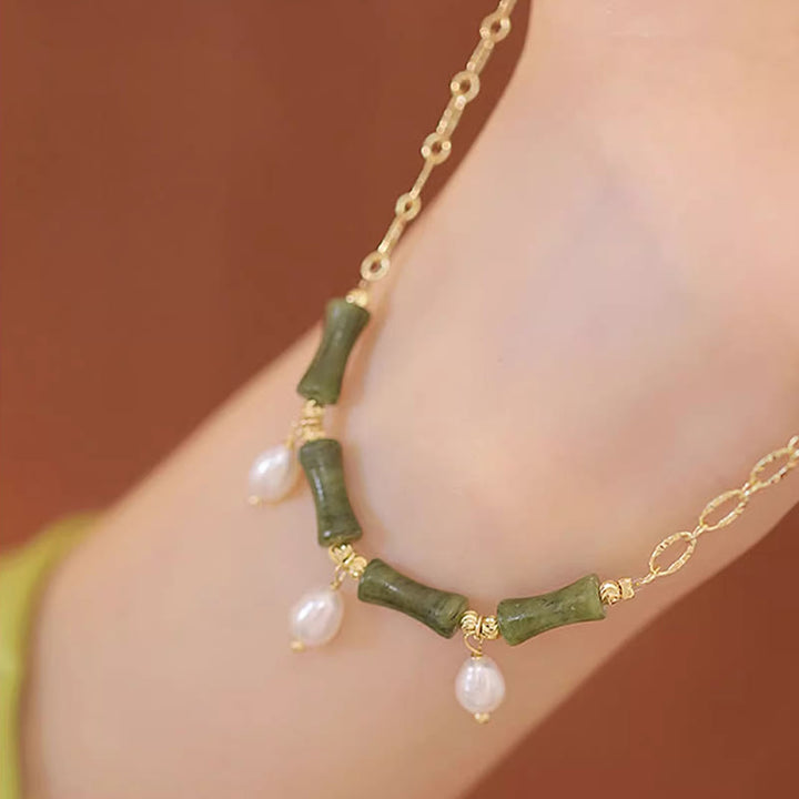 Buddha Stones Tianshan Jade Bamboe Parel Overvloed Rijkdom Ketting - image 3