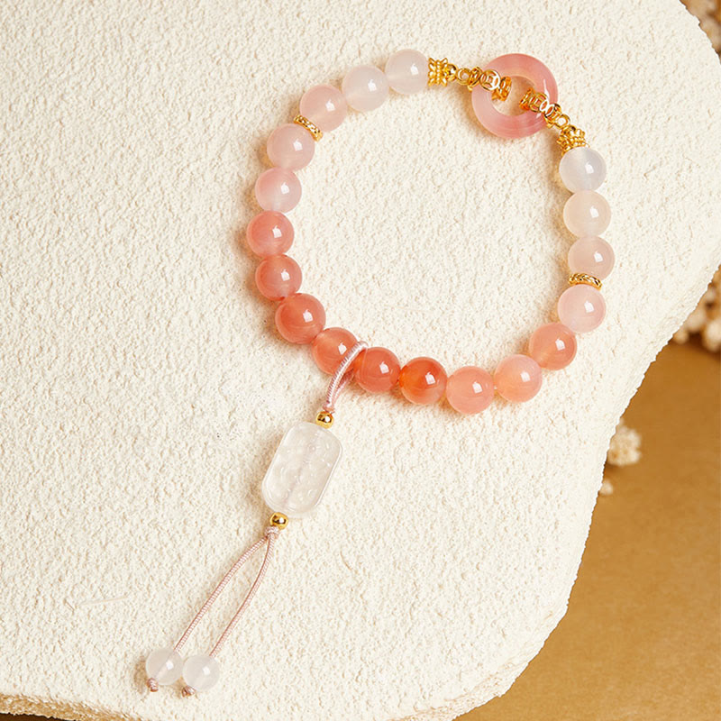 Buddha Stones 925 Sterling Zilveren Armband met Vredesgesp, Rode Agaat en Witte Chalcedoon - image 2