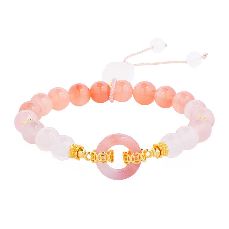 Buddha Stones 925 Sterling Zilveren Armband met Vredesgesp, Rode Agaat en Witte Chalcedoon - image 4