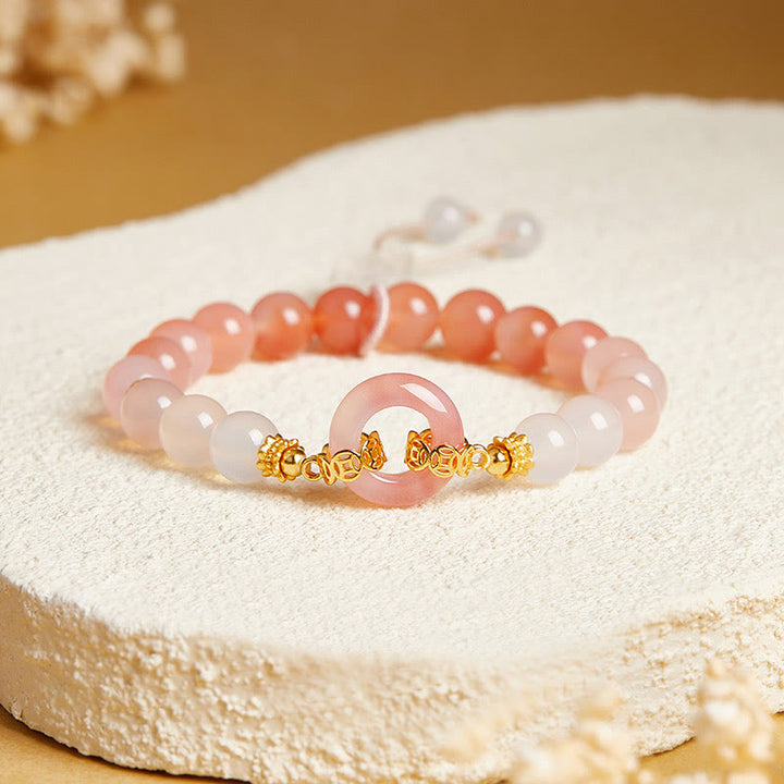 Buddha Stones 925 Sterling Zilveren Armband met Vredesgesp, Rode Agaat en Witte Chalcedoon - Rode agaat (Polsomtrek: 15-17 cm) - image 0