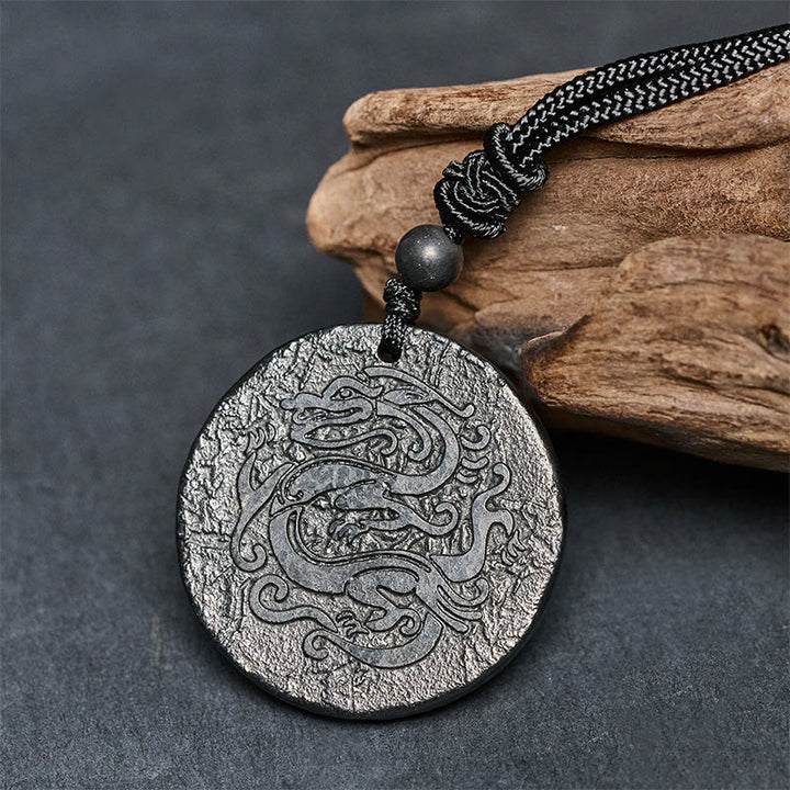 Buddha Stones Ketting met gegraveerd drakenpatroon van authentieke shungietsteen voor innerlijke kracht. - image 3