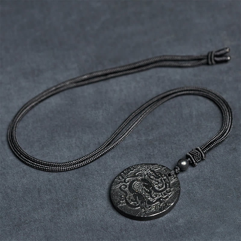 Buddha Stones Ketting met gegraveerd drakenpatroon van authentieke shungietsteen voor innerlijke kracht. - image 8