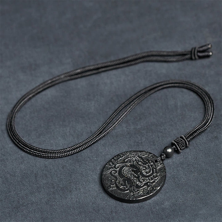 Buddha Stones Ketting met gegraveerd drakenpatroon van authentieke shungietsteen voor innerlijke kracht. - image 8