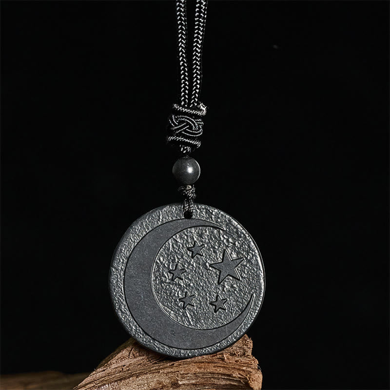 Buddha Stones Maan- en stervormig ontwerp, authentieke shungietsteen, beschermende Ketting - image 2