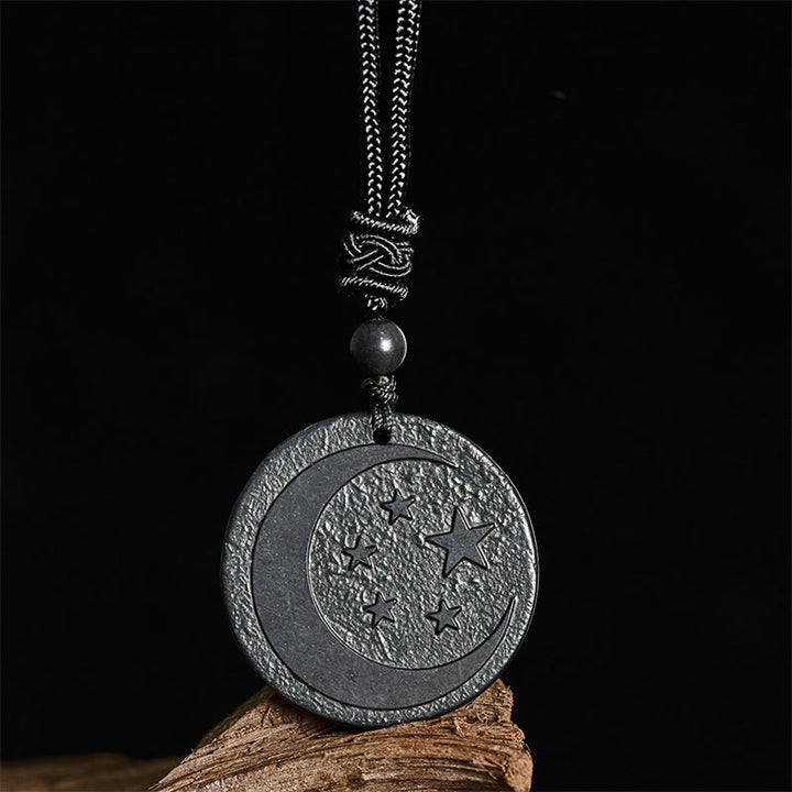 Buddha Stones Maan- en stervormig ontwerp, authentieke shungietsteen, beschermende Ketting - image 2