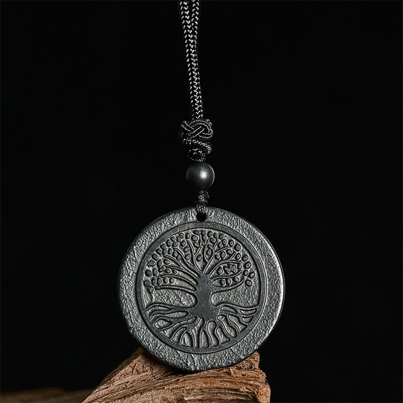 Buddha Stones Levensboom-gravurepatroon, authentieke shungietstenen Ketting - image 2