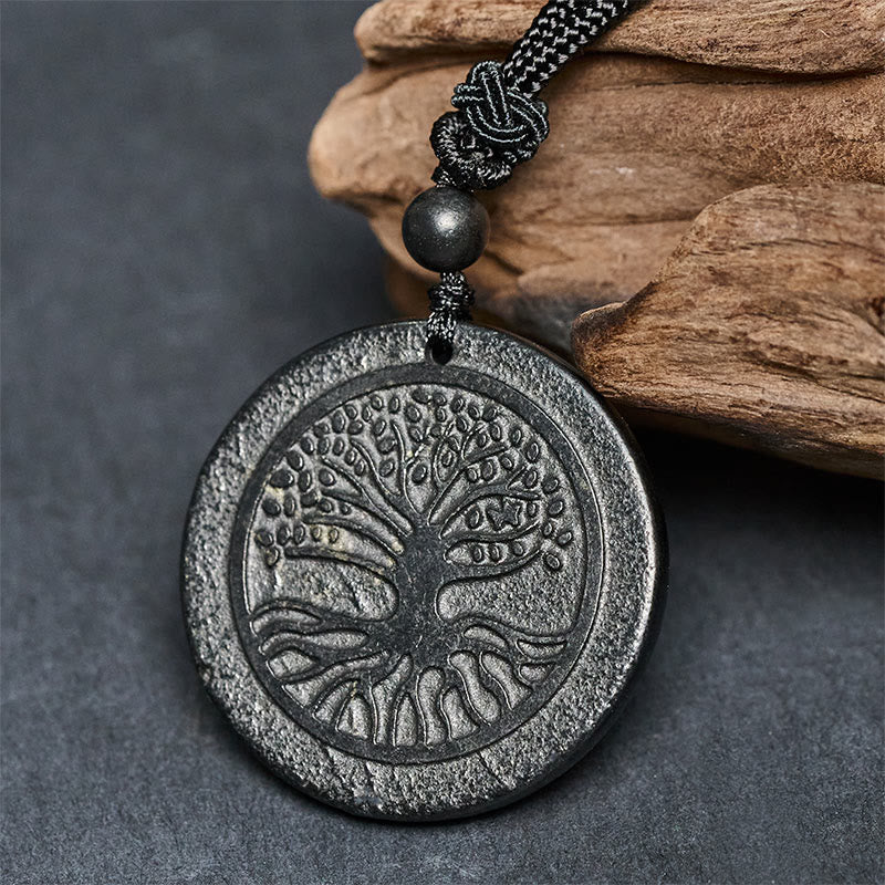 Buddha Stones Levensboom-gravurepatroon, authentieke shungietstenen Ketting - image 1