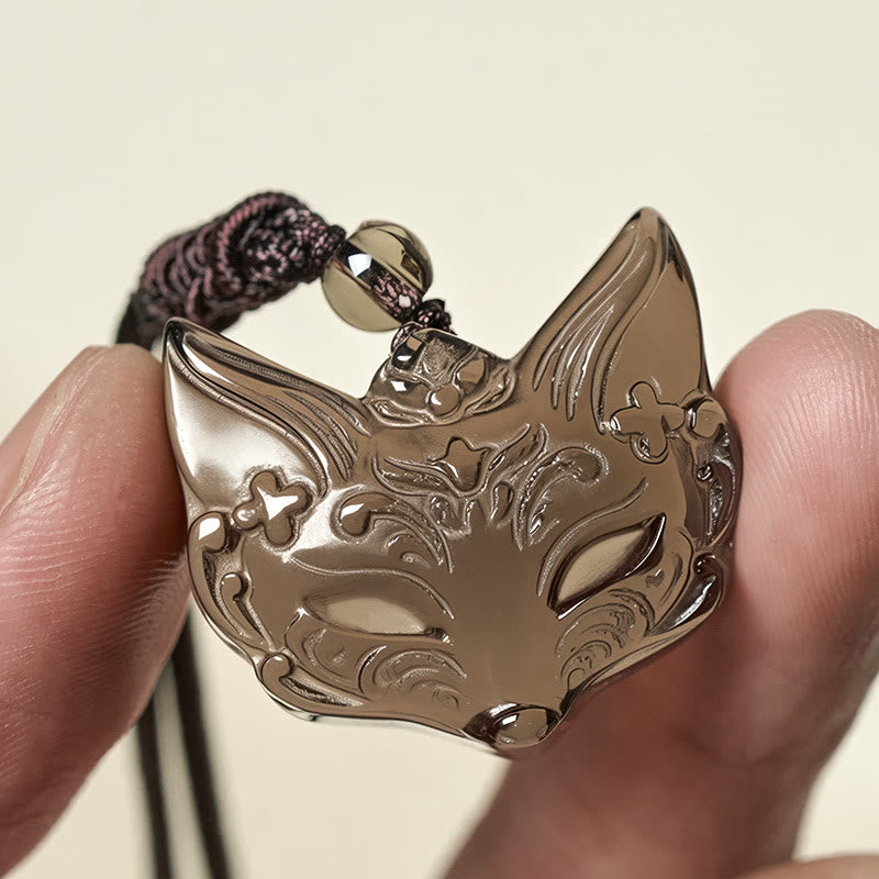 Buddha Stones Halskettinghanger met reliëf van een vos, zilverkleurige obsidiaan en ijsobsidiaan Ketting . - image 12