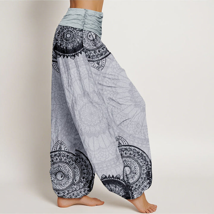 Buddha Stones Harembroek voor dames met elastische Taille en cirkelvormig mandala-design van 100% Cotton - image 11