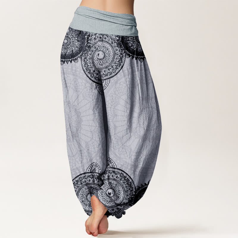 Buddha Stones Harembroek voor dames met elastische Taille en cirkelvormig mandala-design van 100% Cotton - image 10