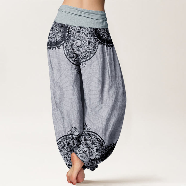 Buddha Stones Harembroek voor dames met elastische Taille en cirkelvormig mandala-design van 100% Cotton - image 10
