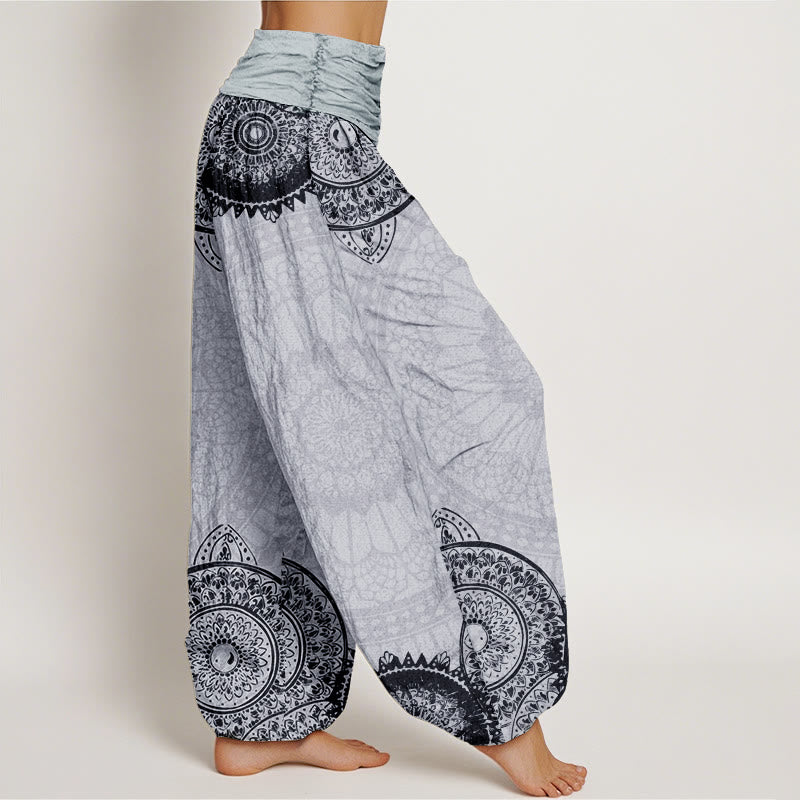 Buddha Stones Harembroek voor dames met elastische Taille en cirkelvormig mandala-design van 100% Cotton - image 11