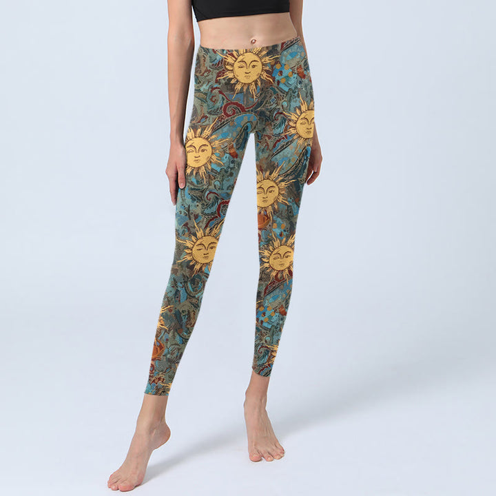 Buddha Stones Gymlegging/yogabroek voor dames met gouden zonneprint - image 5