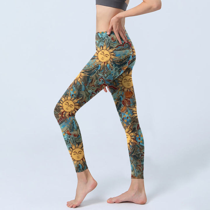 Buddha Stones Gymlegging/yogabroek voor dames met gouden zonneprint - image 2