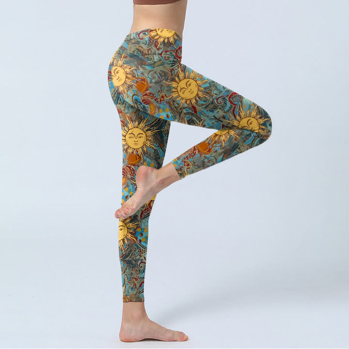Buddha Stones Gymlegging/yogabroek voor dames met gouden zonneprint - image 3