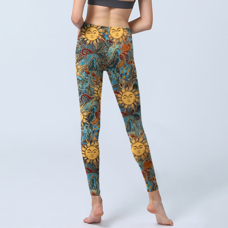 Buddha Stones Gymlegging/yogabroek voor dames met gouden zonneprint - image 6