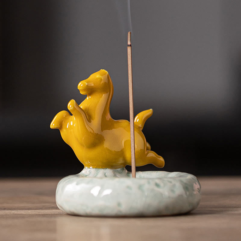 Buddha Stones Jaar van het Paard 2026 Nieuwjaar Huisdecoratie Wierook - Geel zwevend paard (7,4*7,4*7,2 CM) - image 18
