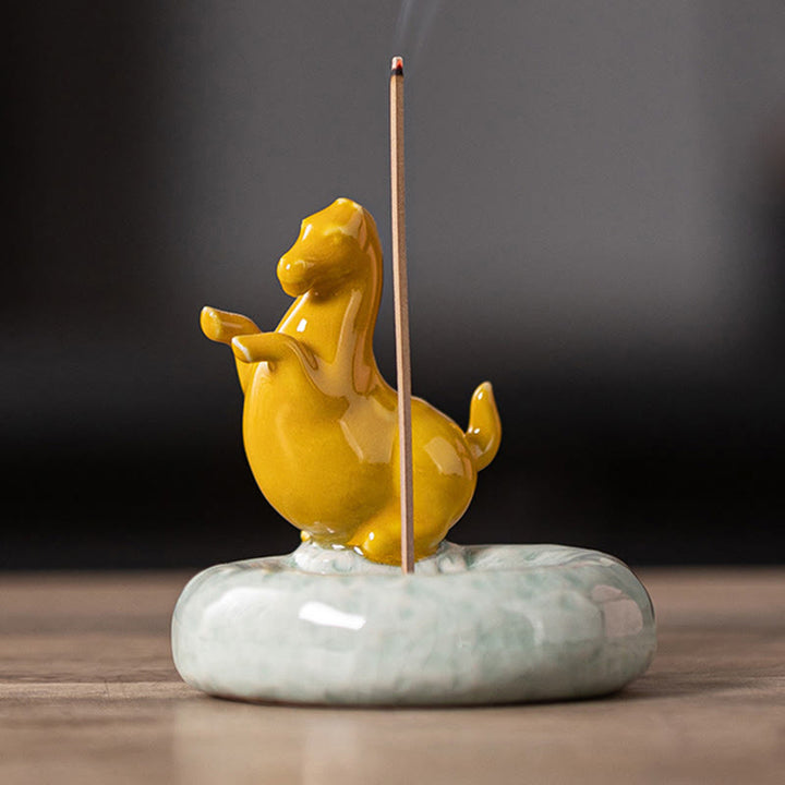 Buddha Stones Jaar van het Paard 2026 Nieuwjaar Huisdecoratie Wierook - Geel staand paard (7,4*7,4*7,2 CM) - image 19