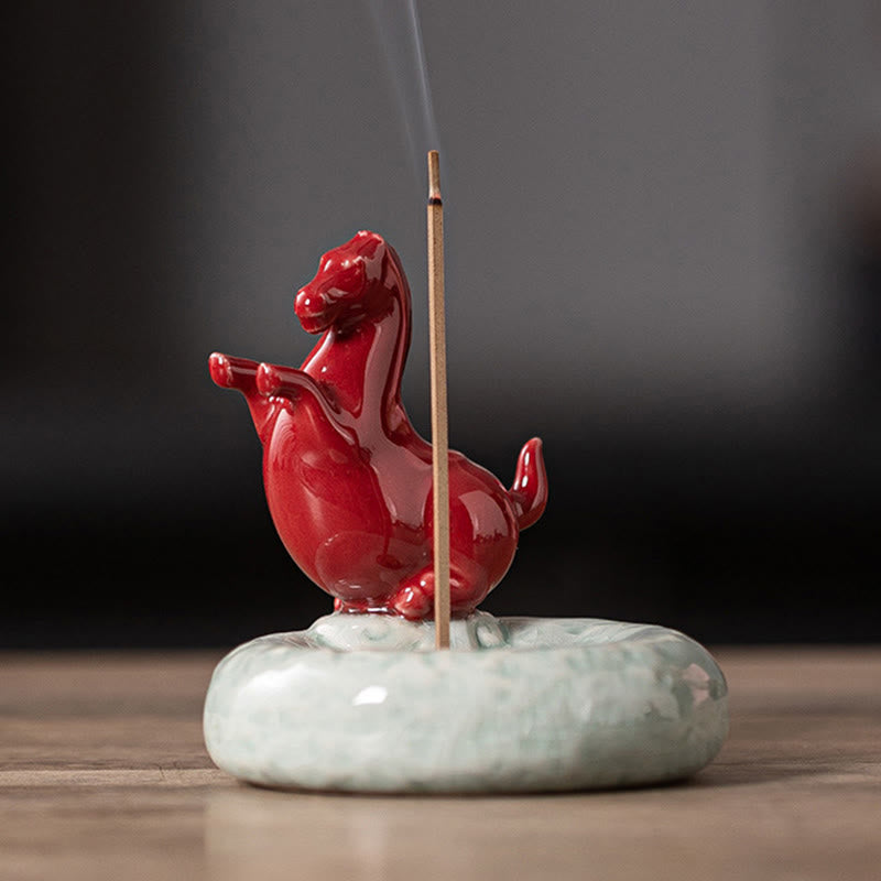 Buddha Stones Jaar van het Paard 2026 Nieuwjaar Huisdecoratie Wierook - Rood staand paard (7,4*7,4*7,2 CM) - image 17