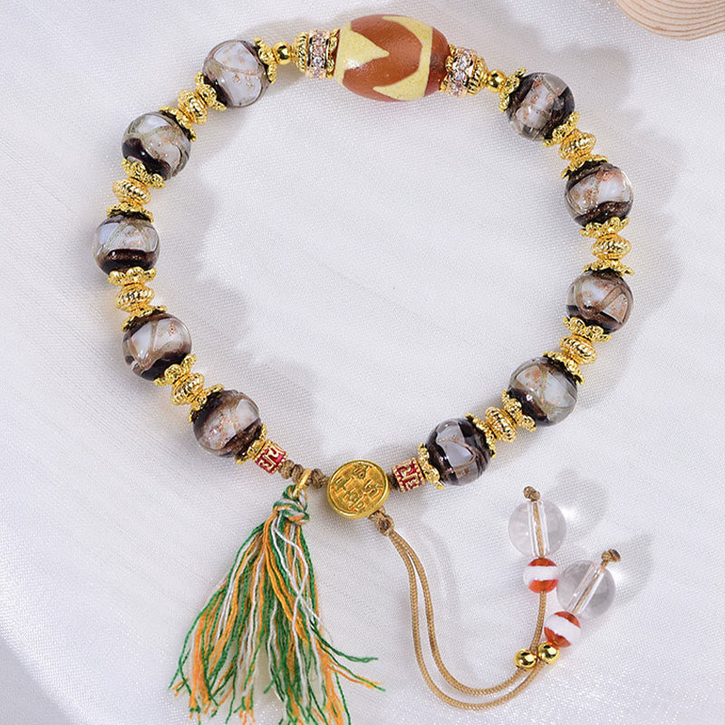 Buddha Stones Liuli glazen Dzi kralen Armband - image 1