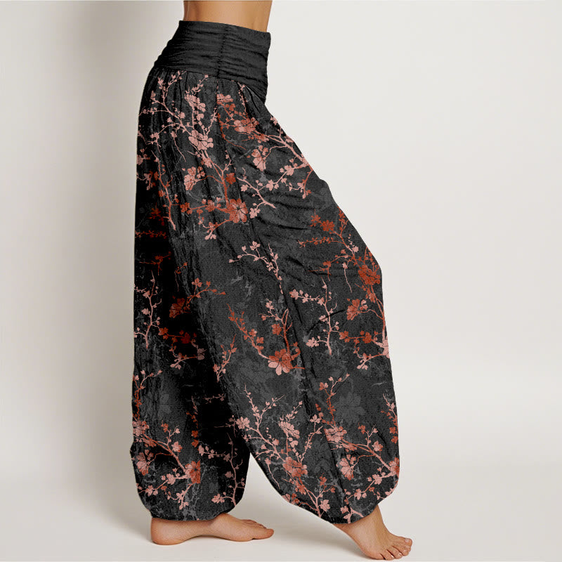 Buddha Stones Harembroek voor dames met elastische Taille , gemaakt van 100% Cotton met bloeiende bloemen, takken en bladeren. - image 7