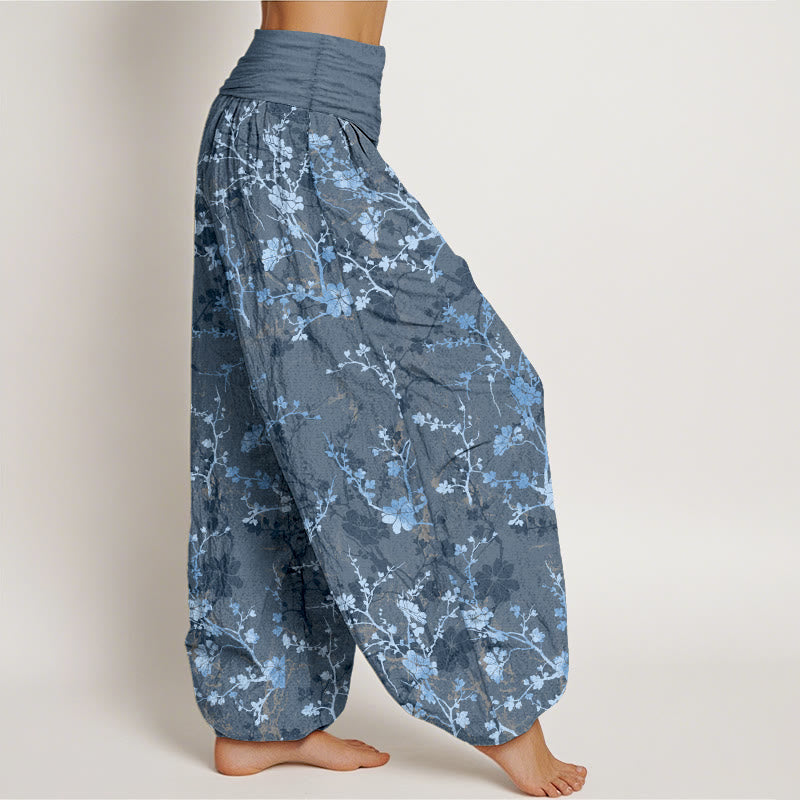 Buddha Stones Harembroek voor dames met elastische Taille , gemaakt van 100% Cotton met bloeiende bloemen, takken en bladeren. - image 10