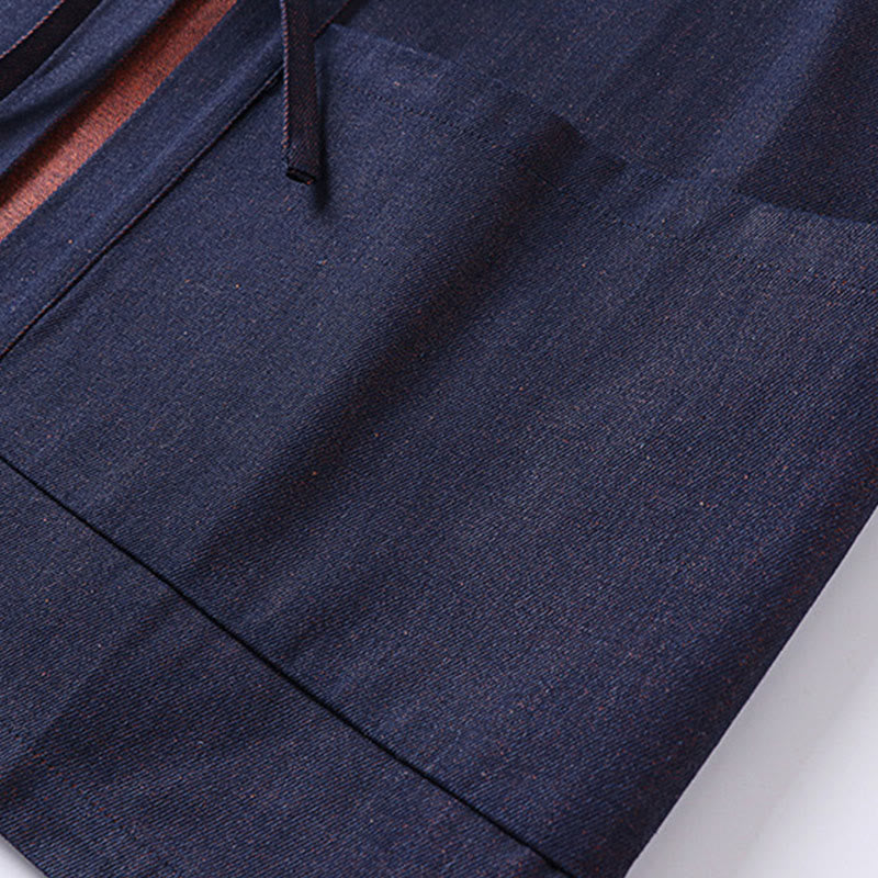 Buddha Stones Effen jas met vetersluiting, open voorkant en Mouwlengte , heren denim katoenen kimono - image 6