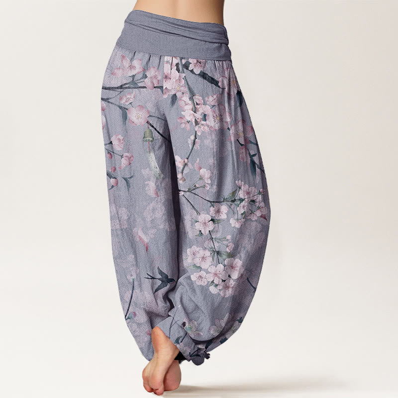Buddha Stones Dames harembroek met elastische Taille en perzikbloesem- en vliegende ganzenprint. - image 8
