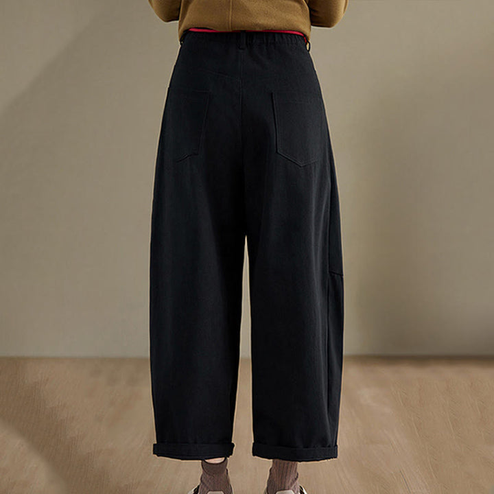 Buddha Stones Effen katoenen casual damesbroek Lengte 7-8 met Zakken - image 15