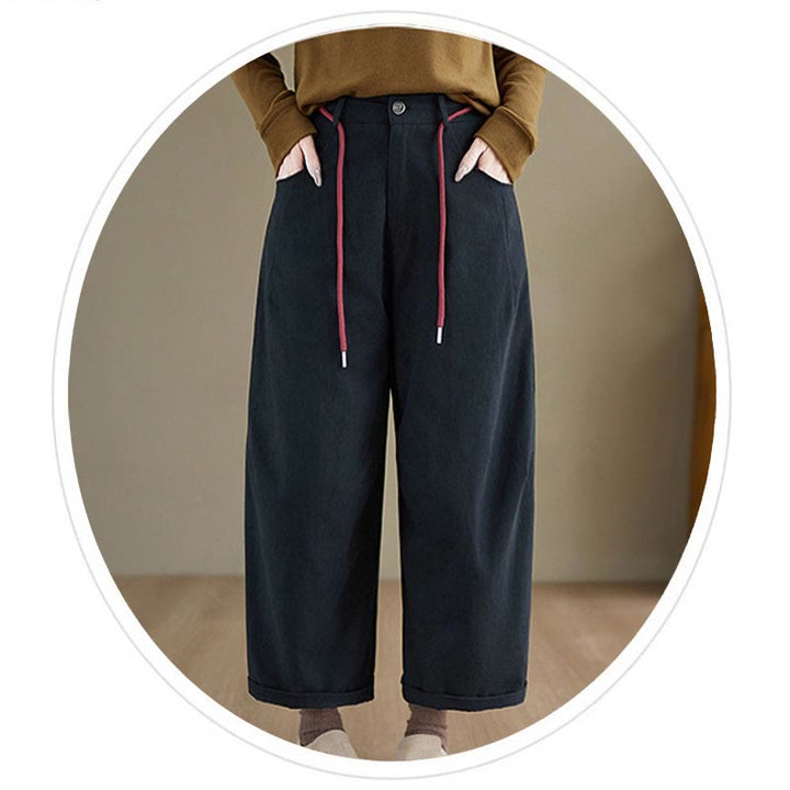 Buddha Stones Effen katoenen casual damesbroek Lengte 7-8 met Zakken - image 2