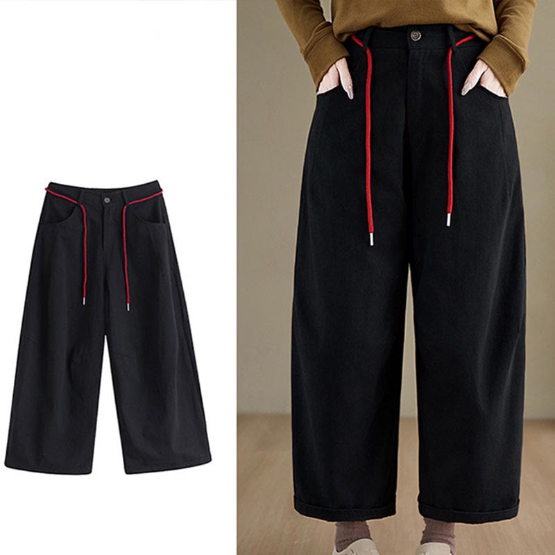 Buddha Stones Effen katoenen casual damesbroek Lengte 7-8 met Zakken - image 14