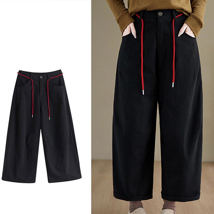 Buddha Stones Effen katoenen casual damesbroek Lengte 7-8 met Zakken - image 14