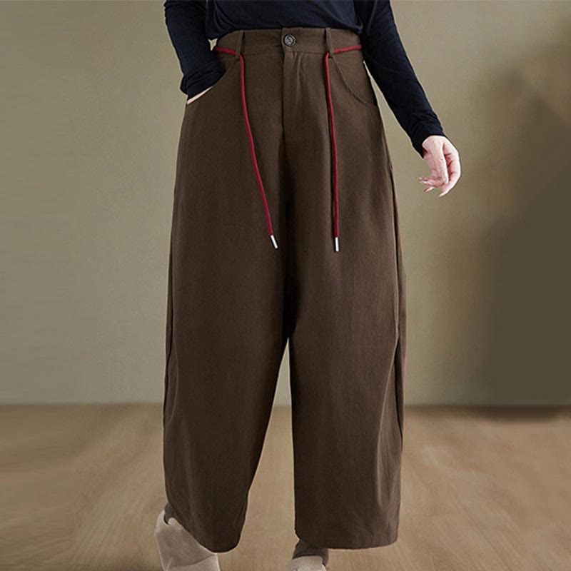 Buddha Stones Effen katoenen casual damesbroek Lengte 7-8 met Zakken - image 8