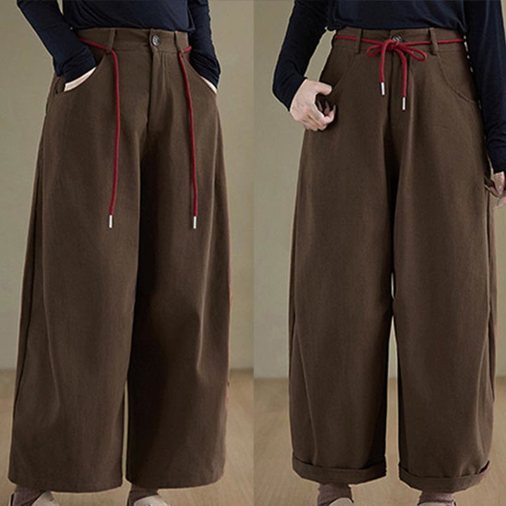 Buddha Stones Effen katoenen casual damesbroek Lengte 7-8 met Zakken - image 10