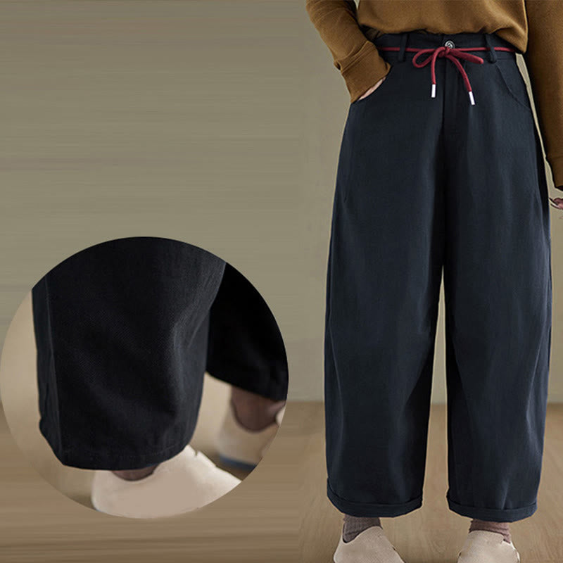 Buddha Stones Effen katoenen casual damesbroek Lengte 7-8 met Zakken - image 5
