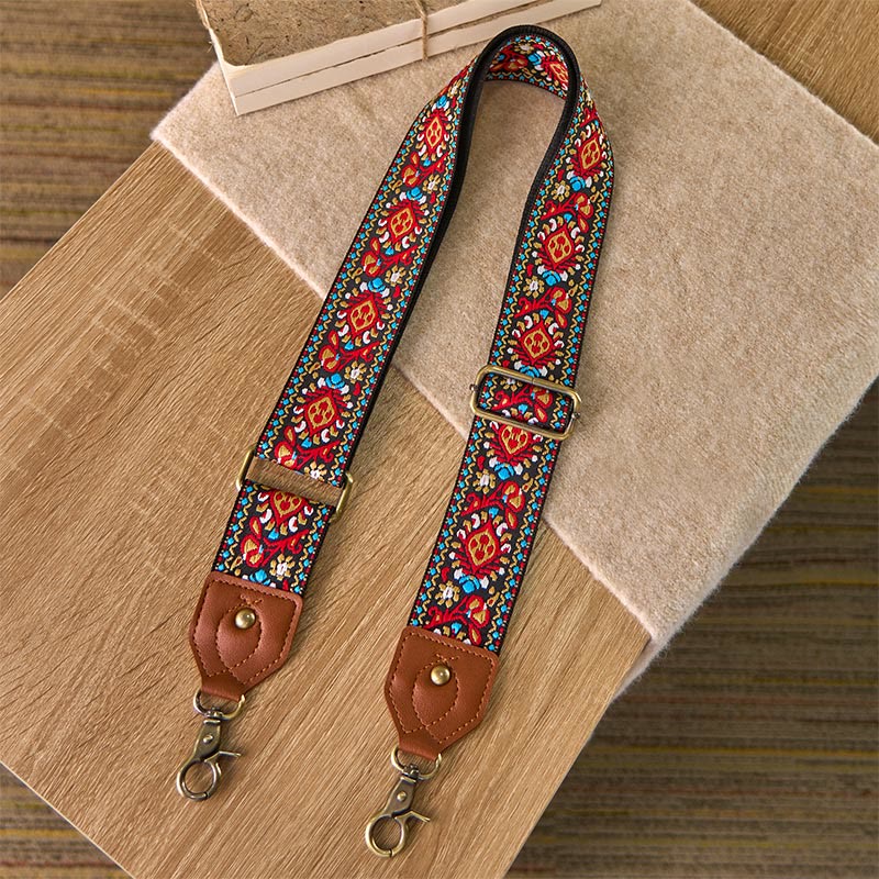 Buddha Stones Bruin-zwarte saffloerjacquard handtas met verstelbare Schoudertas - image 1
