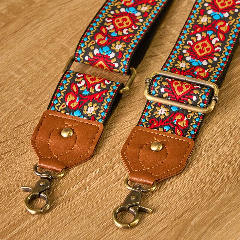 Buddha Stones Bruin-zwarte saffloerjacquard handtas met verstelbare Schoudertas - image 4