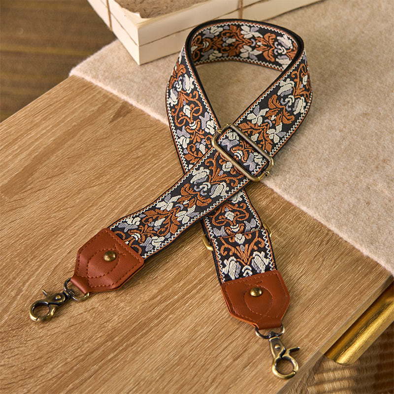 Buddha Stones Verstelbare schouderbandjes voor handtassen, Schoudertas en crossbodytassen met geometrische bloemborduurwerk - Bruin - 80-140 cm * 5 cm - image 0