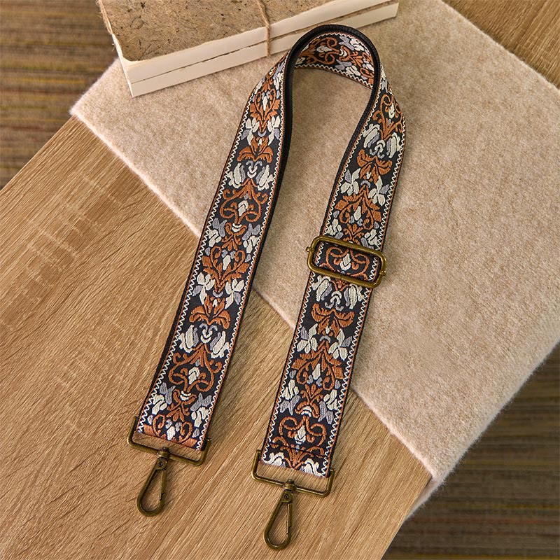 Buddha Stones Boheemse bruine handtas met bloemenmotief, verstelbare Schoudertas voor crossbodytas, vervangende bandjes - image 1