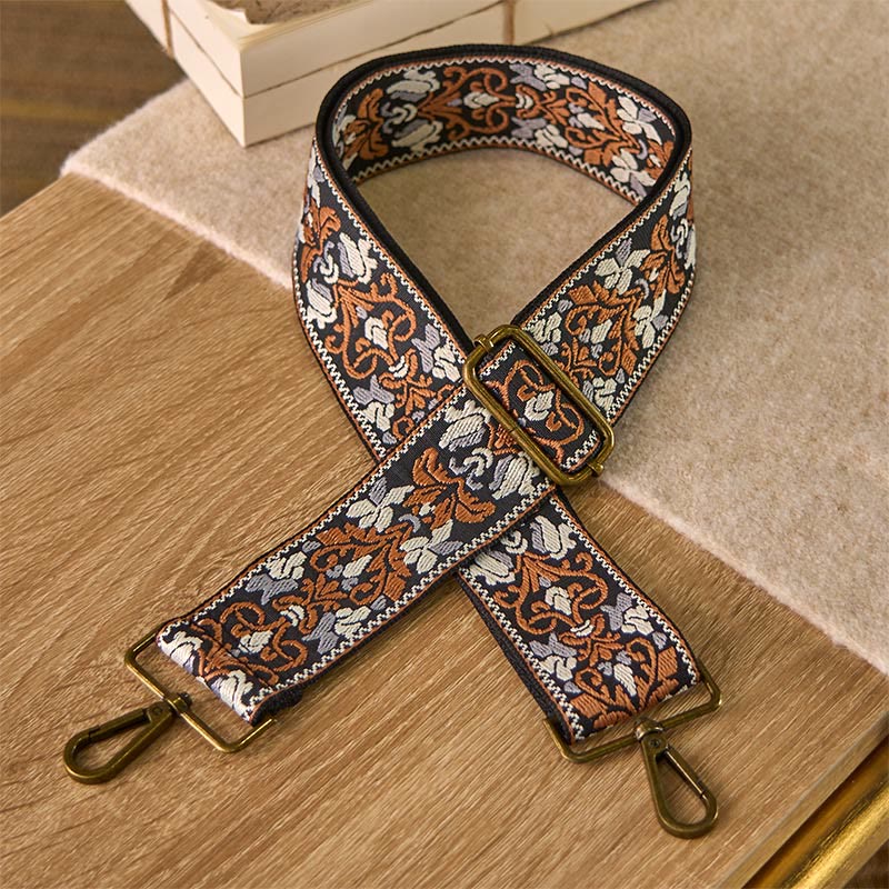 Buddha Stones Boheemse bruine handtas met bloemenmotief, verstelbare Schoudertas voor crossbodytas, vervangende bandjes - Bruin - 70-135 cm * 5 cm - image 0