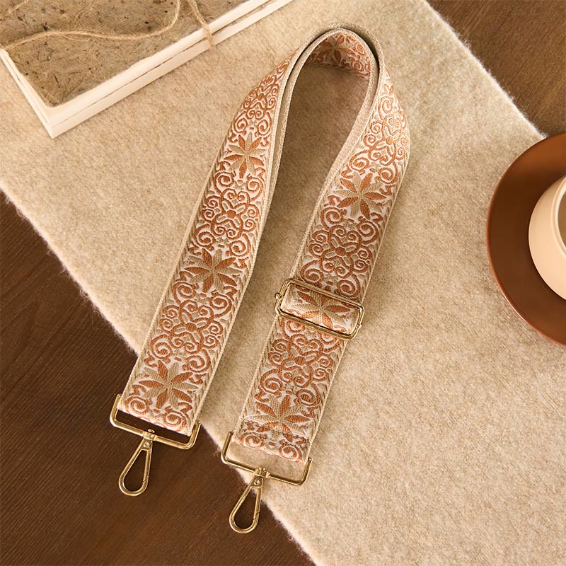 Buddha Stones Boheemse bruin-beige handtas met bloem- en geometrische borduursels, verstelbare Schoudertas voor crossbodytassen en portemonnees - image 1