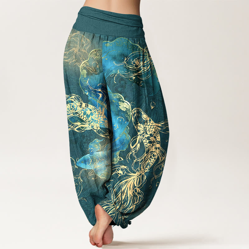 Buddha Stones 100% Cotton voor dames met elastische Taille en levendig koi-vispatroon - image 9