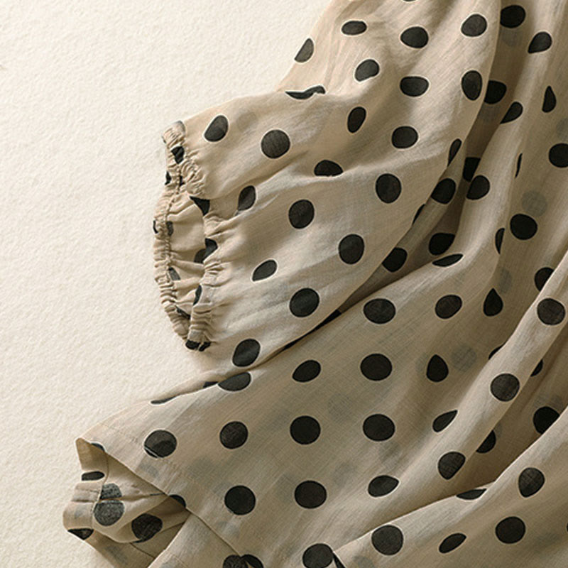 Buddha Stones Damesoverhemd met ronde hals, stippen en Lange mouw, polyester, geschikt voor de herfst. - image 22