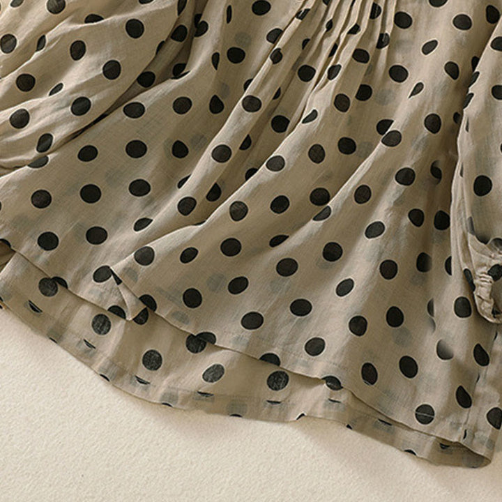 Buddha Stones Damesoverhemd met ronde hals, stippen en Lange mouw, polyester, geschikt voor de herfst. - image 23
