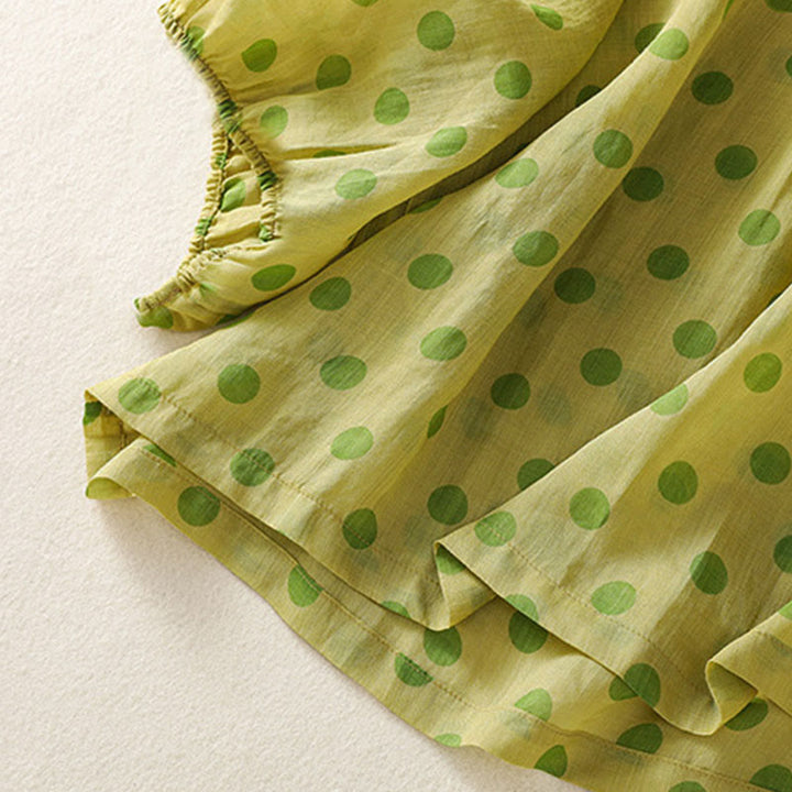 Buddha Stones Damesoverhemd met ronde hals, stippen en Lange mouw, polyester, geschikt voor de herfst. - image 13