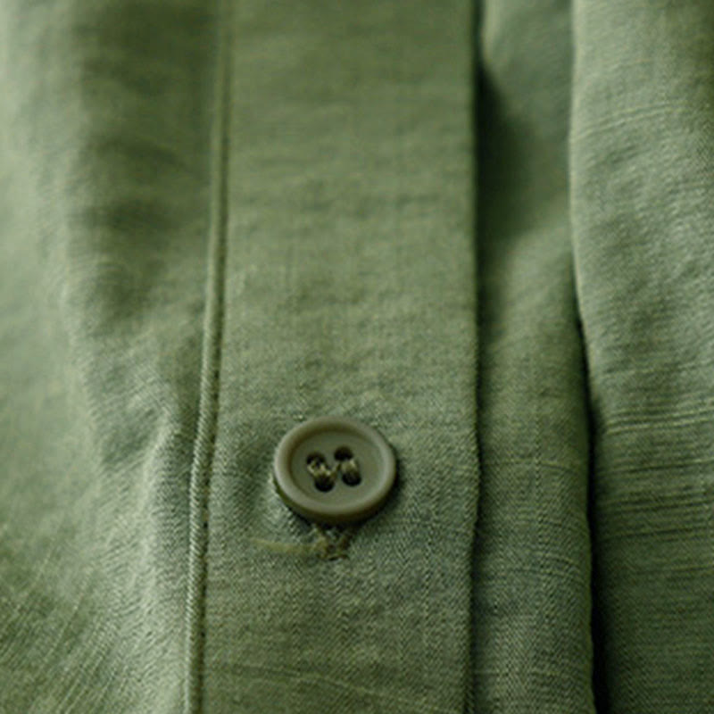 Buddha Stones Lente/Herfst Opstaande Kraag Effen Lange mouw Damesoverhemd van Katoen en Polyester - image 8